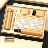 Set Hadiah Bisnis Multifungsi Logam: Cangkir Terisolasi, Flash Drive USB, Pena, Keyboard Nirkabel, Mouse, Speaker Bluetooth