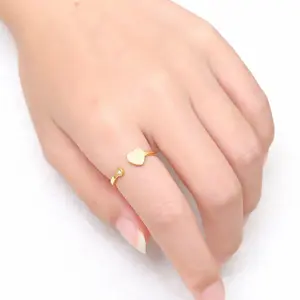 Cincin hati dapat disesuaikan bergaya Korea perhiasan emas zirkonia cincin hati untuk wanita perhiasan anak perempuan hadiah pengiring pengantin