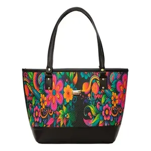 Bolso Tote de Yute para Mujer Fana, Negro, Elegante, Bordado, para Todas las Temporadas - Product Image 3