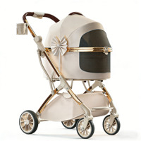 Poussette pour animaux de compagnie à quatre roues, écologique, personnalisée, capacité de 15 kg, pliable, ABS, bouton tendance, carton, logo personnalisé pour animaux de compagnie