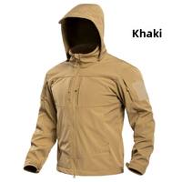 Veste de randonnée tactique imperméable pour homme, coupe sportive, en softshell effet peau de requin, doublée polaire, avec capuche amovible sur le devant