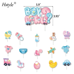 Hstyle cinsiyet ortaya parti erkek veya kız afiş balonlar kek Topper cinsiyet ortaya ile zemin bebek duş parti dekor E3140 - Product Image 3