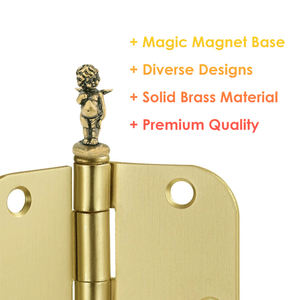 BECORA hiasan kepala engsel antik lucu hewan dan tanaman patung kecil kuningan padat magnetik kepala engsel puncak untuk dekorasi engsel pintu - Product Image 5