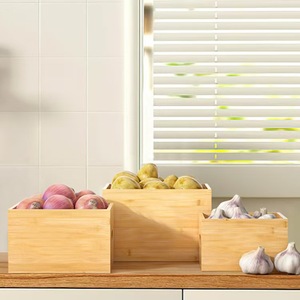 <b>Bamboo</b> Storage Boxes With Lids Rectangle Wooden Vegetable Kitchen Organizer Freshness Preservation Food Storage <b>Container</b> - Product Image 4