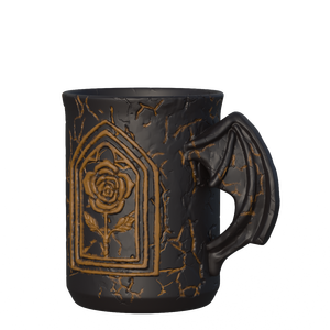 Tùy Chỉnh Sứ Gothic Drunkery Bí Ẩn Bia Stein Đen Crack Gốm Vàng Rose <span class=keywords><strong>Flower</strong></span> Tavern Cốc Với Cánh Bat Grip Xử Lý - Product Image 4