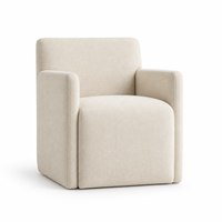 Fauteuil de salle à manger moderne et minimaliste rembourré en tissu tissé beige, dossier haut, chaise d'appoint pour salle à manger, salon, salle de séjour