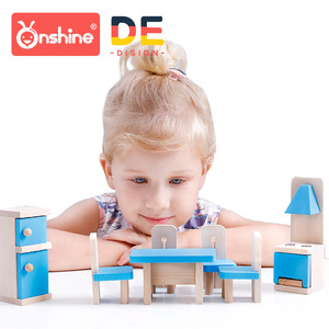 Ensemble de cuisine en bois Onshine 7 pièces, meubles de maison de poupée, jouets pour enfants de 3 ans et plus, jeu de rôle, décoration de salle de jeux intérieure - Product Image 4