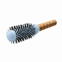 Brosse à cheveux ronde professionnelle en céramique et aluminium avec manche en liège OEM personnalisé, poils en nylon, pour salon de coiffure, vente en gros