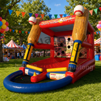 Jeux de carnaval gonflables en PVC personnalisés pour usage commercial, jeu interactif gonflable de baseball à piles
