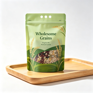 Wholesome Grains Organic Mix Premium Cereal Stand Up <b>Pouch</b> Zipper Top Resealable Food Grade Packaging - Product Image 4