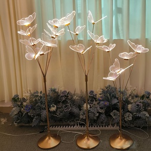 Nouveau style, 5 têtes de papillons en acrylique, lumières LED lumineuses pour allée, éclairage de scène pour mariage, décoration d'événements - Product Image 2