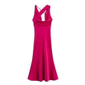 Robe longue élégante sans manches et dos nu pour femme, collection Printemps 2025, style chic vintage, couleur unie, nouvelle mode féminine / Vestido - Product Image 2