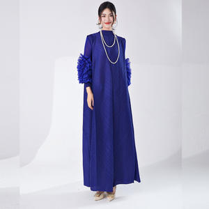 PY 2026 Summer New Arrival Elegant Plus Size Pleated Dress Fashion Casual Long Sleeve Maxi Dress Online Wholesale Shop - Product Image 6