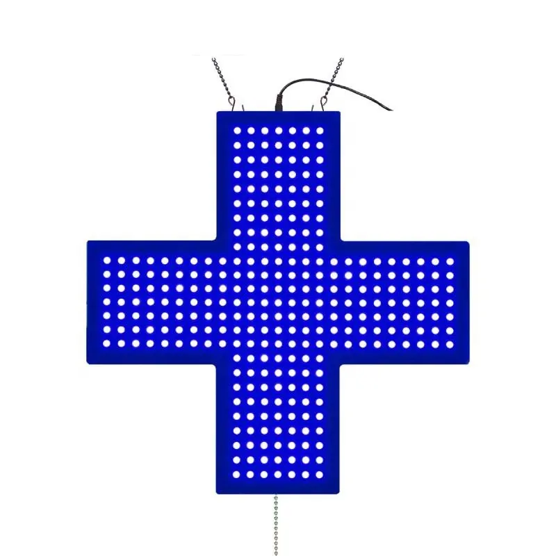 Kapalı Farmacia 48X48cm mavi LED eczane ekran akrilik Light Up çapraz tabela