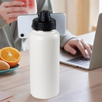 Bouteille isotherme en acier inoxydable à double paroi de 32 oz avec support magnétique pour téléphone, logo personnalisé, maintien thermique de 12 à 24 heures
