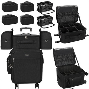 For Rolling Large Professional <b>Makeup</b> Train <b>Case</b> for <b>Makeup</b> Artists Travel Organizer Detachable Cosmetic <b>Case</b> Nylon Soft - Product Image 2