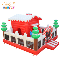 Château gonflable de Noël avec trampoline, en PVC commercial certifié CE, facile à installer pour usage commercial