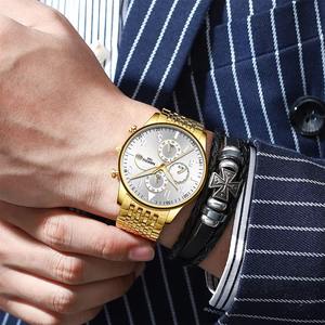 2368สำหรับผู้ชายนาฬิกาควอตซ์โครโนกราฟสุดหรูสายหนังสแตนเลสสตีลนาฬิกาธุรกิจแฟชั่นสำหรับ - Product Image 5