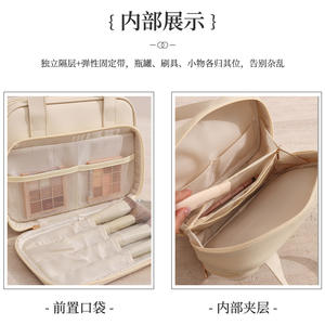 Trousse de toilette Beenlove grande capacité, couleur blanc cassé, pour voyage et rangement de maquillage - Product Image 3