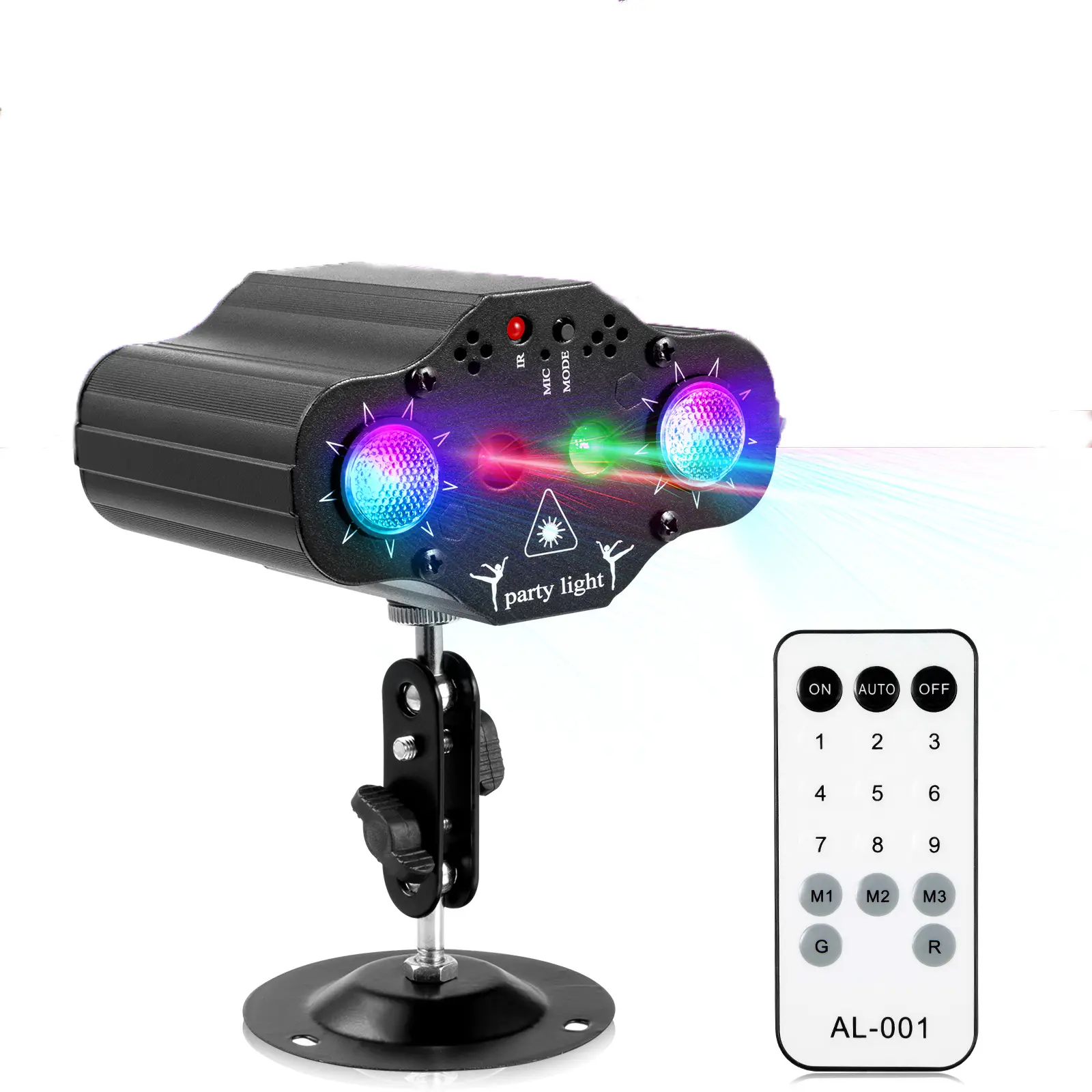 Мини-Дискотека со звуковой активацией, RGB светодиодный проектор с дистанционным управлением, праздничное лазерное сценическое освещение