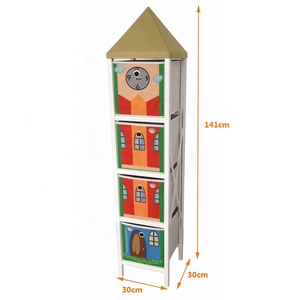 Precioso gabinete de Castillo de madera plegable, torre de almacenamiento para niños para juguetes, almacenamiento de tocador de tela para muebles de sala de estar - Product Image 2