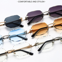 Lunettes de soleil polygonales sans monture de luxe pour hommes et femmes, lunettes de soleil géométriques en métal à coupe diamant, lunettes de soleil vintage hip-hop, logo personnalisé, UV400