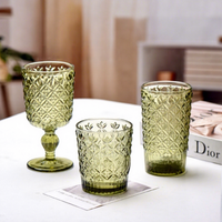 Coupe à vin en verre gaufré de style européen, vintage, luxe léger, couleur bonbon, gobelet épaissi, créatif, pour usage domestique, pour jus