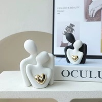 Décorations de chambre à coucher : Statue miniature en céramique de couple amoureux s'embrassant, figurine décorative pour meuble TV, bibelot