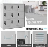 Casier de rangement en plastique verrouillable Greenvelly à 9 portes avec fente pour carte, portes à charnières pour bureau, salle de sport, école, maison et garage