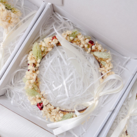 Couronne de fleurs 100% faite à la main, guirlande de fleurs séchées naturelles, mariée bohème, exquise, écologique, décoration extérieure, cadeau pour la Saint-Valentin