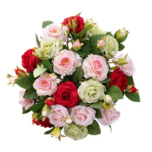 ดอกกุหลาบประดิษฐ์ CallaFloral ก้านเดี่ยว สีแดงสดและสีชมพูอ่อน ทำจากโพลีเอสเตอร์ สำหรับตกแต่งงานแต่งงานภายในอาคาร - Product Image 5