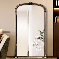 Style européen classique grand miroir de sol en feuille d'or antique décor à la maison moderne avec cadre en métal pour un usage domestique