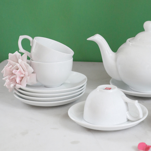 Top Selling 500ml Polished Classic White Oval Tea <b>Set</b> Durable Luxury Ceramic Porcelain Design Serving Coffee Restaurants Hotels - Product Image 5