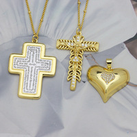 Pendentif Breloque Cœur Croix Bicolore Plaqué Zircon pour Femme et Homme – Bijou de Luxe Tendance