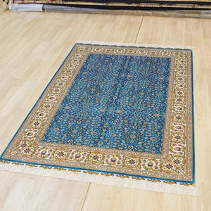 Yilong มือถักมือสไตล์ตุรกีพรมผ้าไหมพรมผ้าไหมสีเบจทำด้วยมือ - Product Image 3