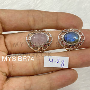 Joyería de Plata de Ley 925 de Alta Calidad con Labradorita de Corte Ovalado y Piedra Lunar Arcoíris, Joyería Artesanal - Product Image 3