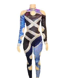 Vestido de dança latina personalizado, uniformes de dança de majorette de poliéster de sublimação com lantejoulas, strass, roupa de dança de palco, meia-calça