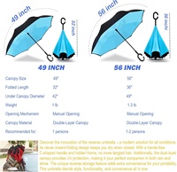 Parapluie inversé innovant classique anti-goutte pour voiture, double couche, coupe-vent, poignée en C, mains libres, en pongé, cadeaux d'affaires, pluie