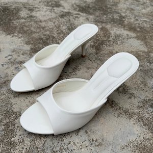 Mules à talons aiguilles noires, blanches et bordeaux pour femmes, à bout ouvert, rehaussantes, en gros, en stock pour l'été - Product Image 4