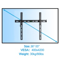 Braket Dinding TV Tetap Berkualitas Tinggi dari Baja 400x400 Vesa, Cocok untuk TV Layar Datar 26-55 Inch, Bersertifikasi BSCI/ISO9001/RoHS