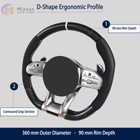 Volant sport personnalisé entièrement en carbone à 3 branches avec poignée en cuir de qualité supérieure compatible avec Mercedes-Benz W222/W213/W205/W253/W463/W257