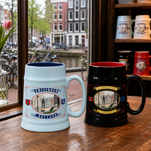Chope à <span class=keywords><strong>bière</strong></span> en céramique souvenir d'<span class=keywords><strong>Amsterdam</strong></span>, personnalisée avec les monuments de la Hollande, en porcelaine, cadeau de voyage, OEM ODM, vente en gros - Product Image 3