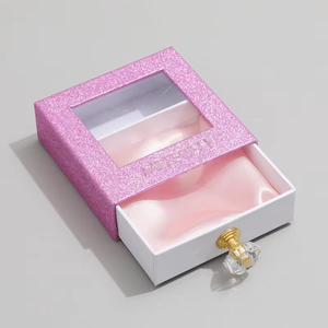 Custom Logo Square Paper Drawer <b>Ring</b> Jewelry Box with Diamond Handle PVC Window Necklace Earring Bracelet Packaging Gift <b>Storage</b> - Product Image 5