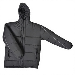 Chaqueta Acolchada con Capucha para Hombre, Cortavientos, Gruesa, de Poliéster, Abrigo Casual de Invierno, Corte Regular, Color Sólido, Cierre de Cremallera Frontal - Product Image 2