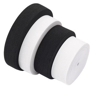 Vente en gros de bandes élastiques tricotées plates en tailles 20mm 25mm 30mm 40mm 50mm Sacs à vêtements noirs et blancs Chaussures Ceintures textiles de maison - Product Image 1