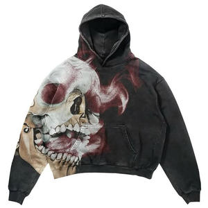 Sweat à capuche oversize pour homme, style streetwear, délavé à l'acide, nouvelle mode, 100% coton avec impression de logo personnalisé, automne - Product Image 4