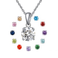 GP64 Pendentif classique de luxe en argent sterling 925 avec pierre de naissance magique d'été et zircons cubiques, breloque pour femme, bijoux raffinés