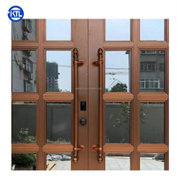 Porte double en acier à grain de bois personnalisé de haute qualité - Entrée de bâtiment résidentiel avec verre