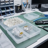 Connecteur RJ45 UTP Cat6 Cat5e plaqué or 50U, fiche modulaire 8P8C à 3 broches pour câble Ethernet, 100 pièces, composants télécom