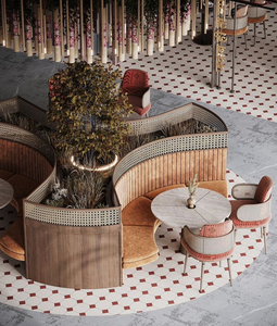 Quán Cà Phê nhà hàng đồ nội thất cong vòng gian hàng chỗ ngồi sofa bàn ăn thiết lập sang trọng S hình dạng cafe nhà hàng bàn ghế - Product Image 6